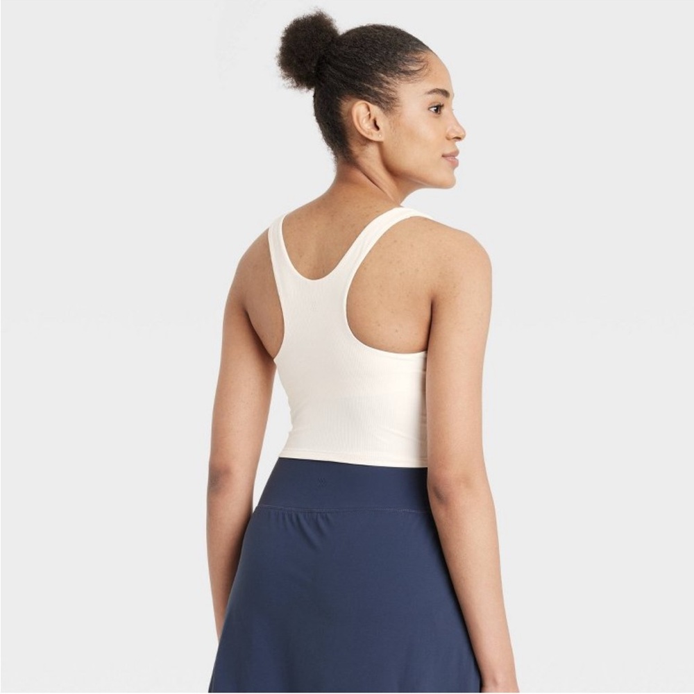 Cream Ribbed Crop Top - Picture 2 of 3